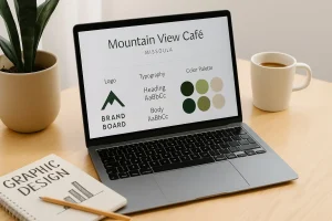 A Missoula graphic designer working on a logo